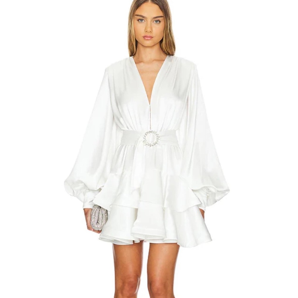 Bronx and Banco White Mini Dress with Crystal Belt